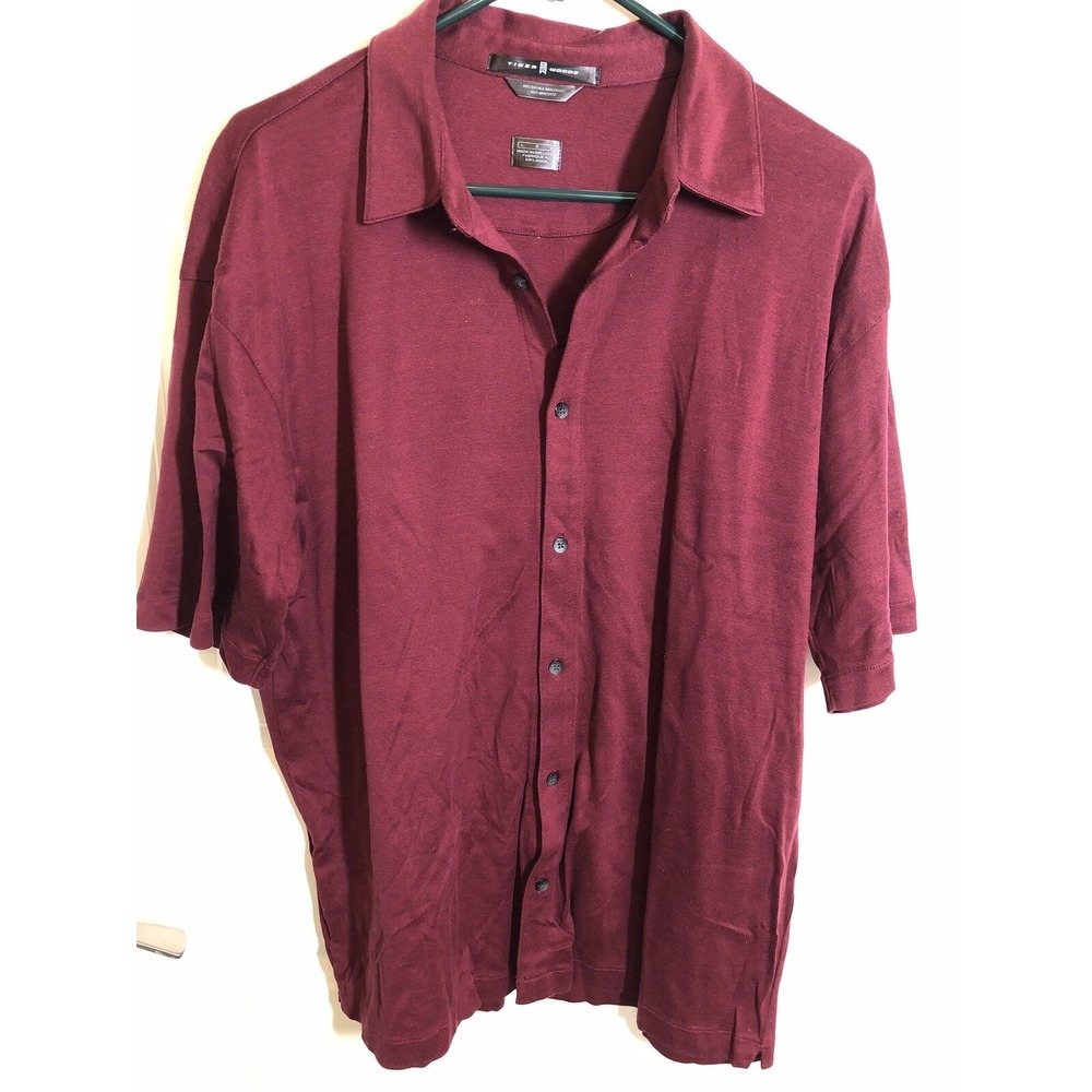 Tiger Woods Polo Shirt Mens Large Maroon‎ Golf Career Casual Preppy